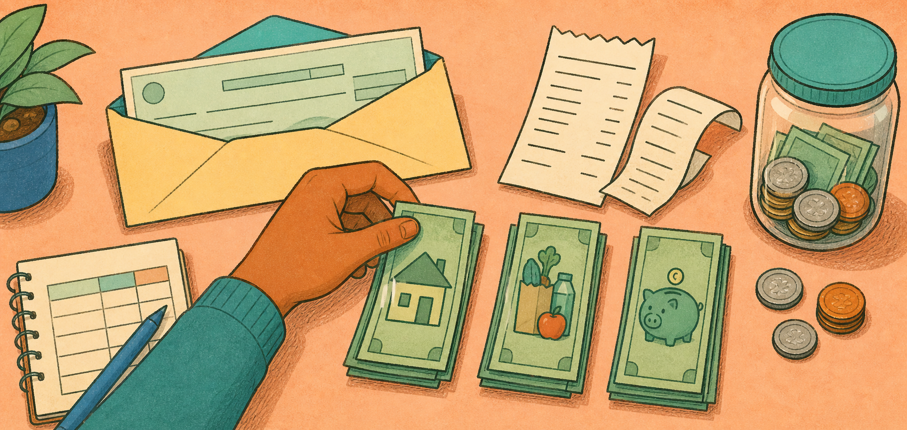 Spend Your First Paycheck illustration